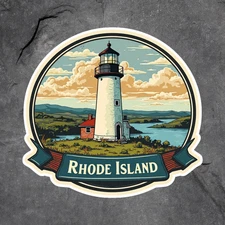 Rhode Island sticker vinyl decal lighthouse coastal ocean travel design