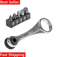 Compact 5-Piece Alloy Steel Ratchet Set with Phillips and Slotted Drive Bits