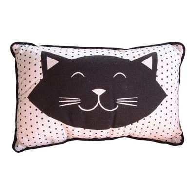 New Feline Happy Black Cat Face Kitten Kitty Cats Kittens Clowder Accent PILLOW
