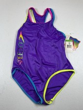 RARE Vintage 90  s Speedo Girls Size 12 Lycra One piece Purple Swimsuit NWT