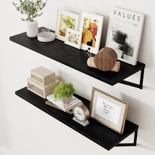 Floating Shelves for Wall Black- 36 Inch Wide x 12 Inch Deep Wall Shelves Set...