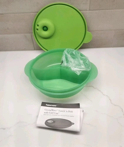 Tupperware CrystalWave Lunch N Dish with cold Cup Green New