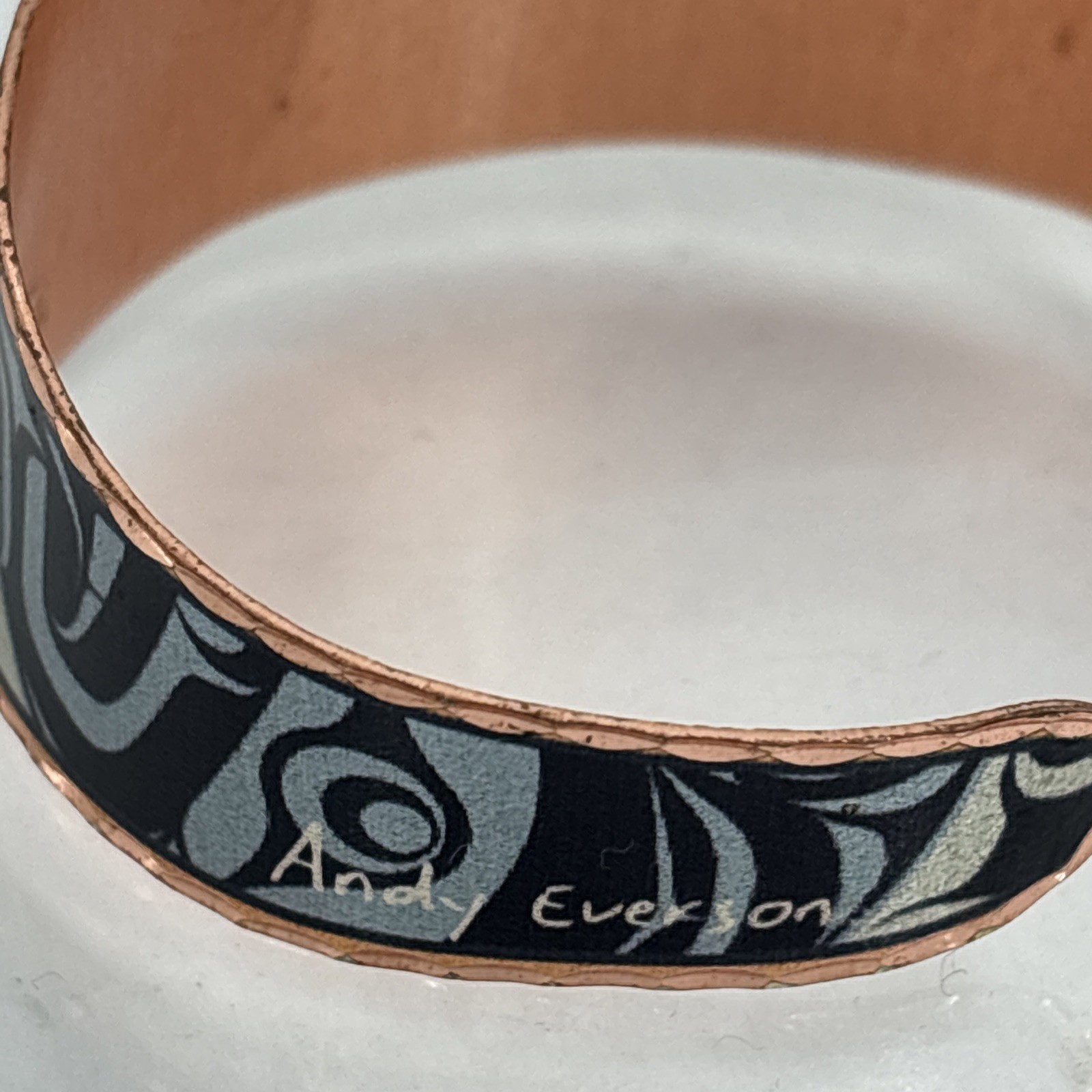 Andy Everson Bracelet Signed Copper Cuff Kwakwaka… - image 11