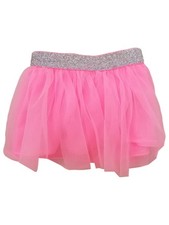 Infant Girls Neon Pink Silver Sparkly Tulle Tutu Skirt w/ Panty 0-3 Months