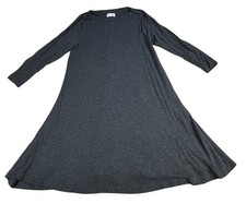 Lou & Grey A-Line Long Sleeve Dress Sz S Charcoal Gray Stretch Super Soft Cozy