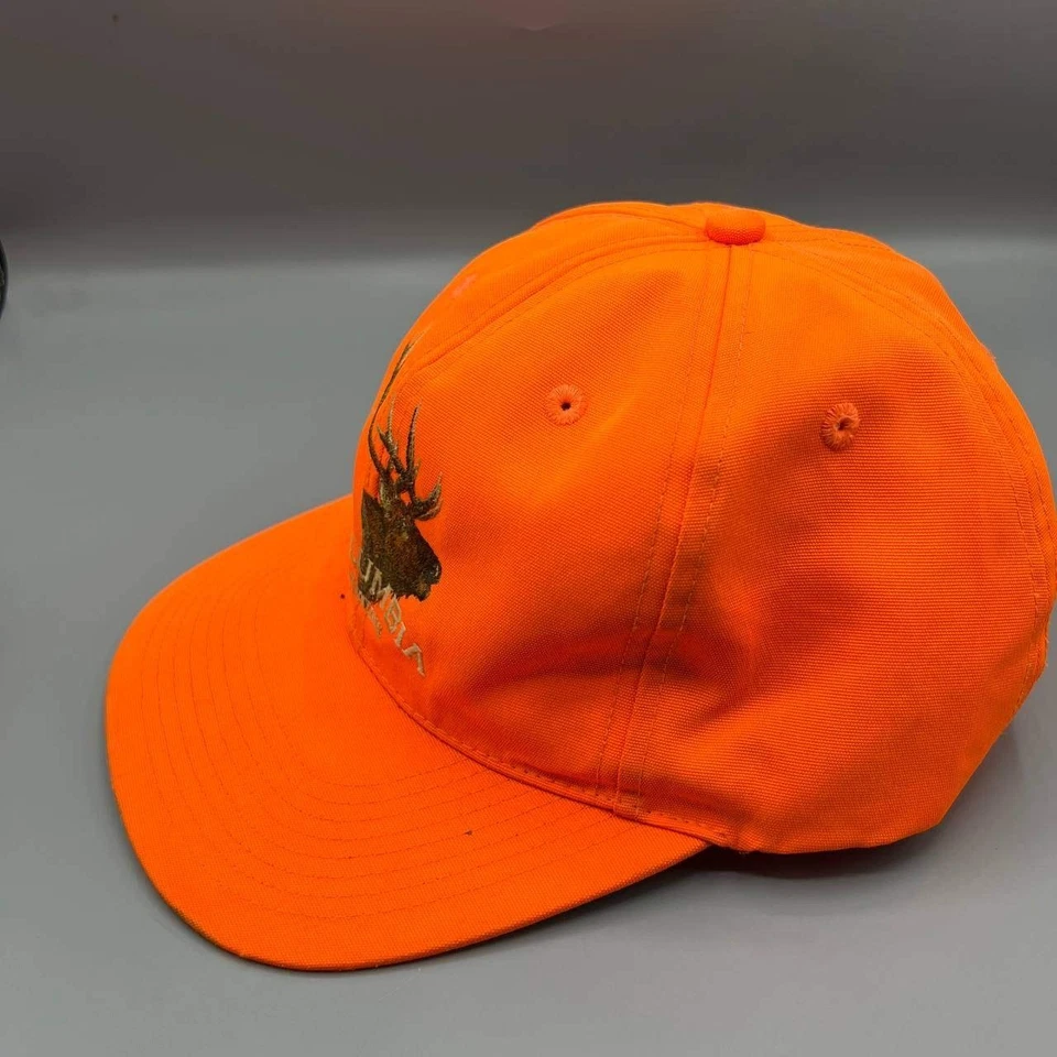 Vintage Deer Hunting Hat Men Orange Embroidered Columbia Strap Back Cap - Image 4 of 4