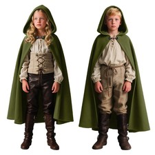 Velvet Hooded Cloak Cape Renaissance Costume for Halloween Medieval Cloak Gr...