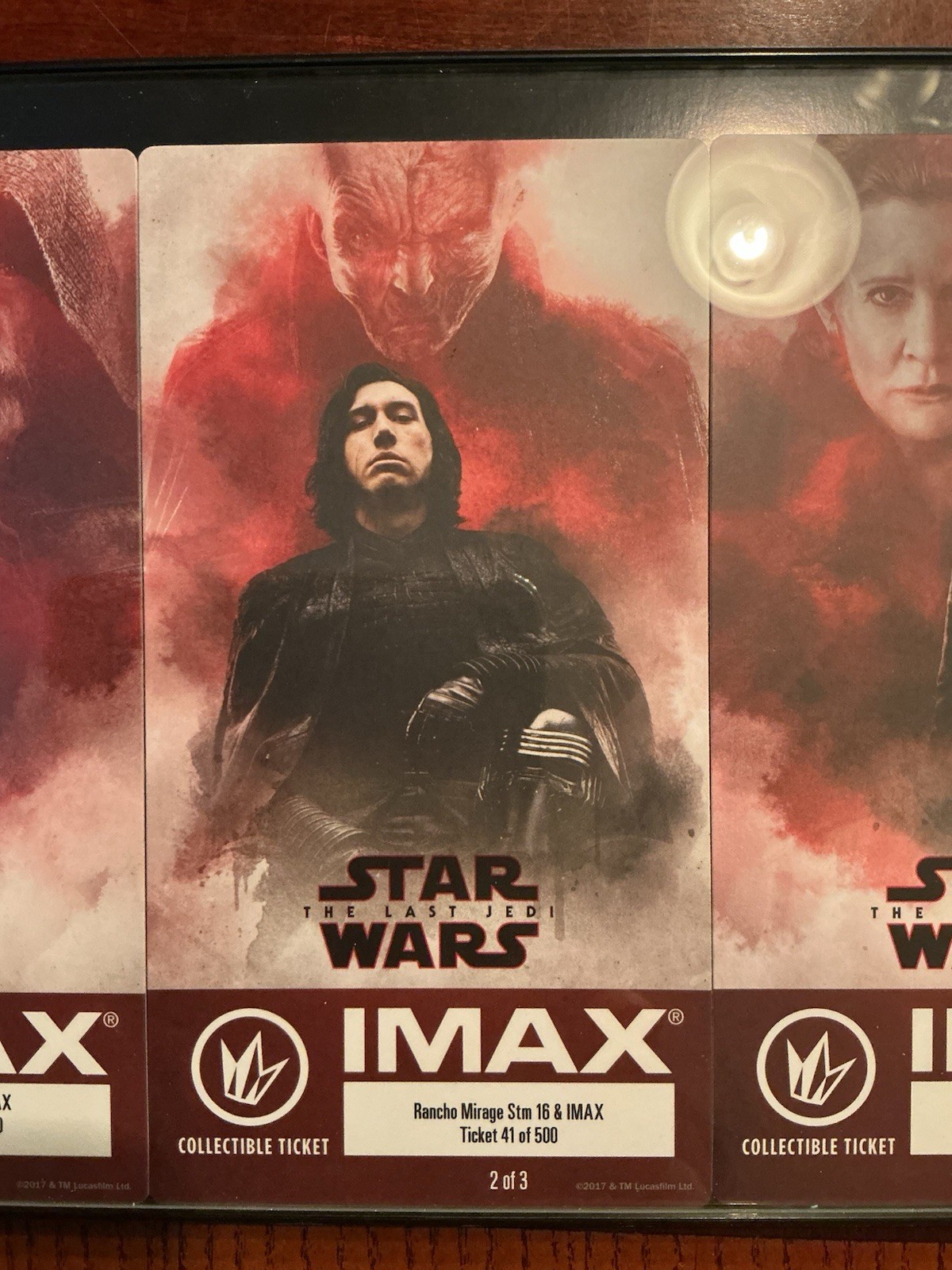Star Wars The Last Jedi 3 Collectible Regal IMAX Tickets Set in Frame