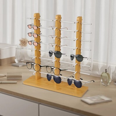 Multi-Layers Wood Sunglass Display Rack Eyeglasses Show Stand 24 Pairs of Glasse