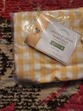 NEW NIP Pottery Barn Sabrina Gingham Basket Liner Small Yellow Summer Spring