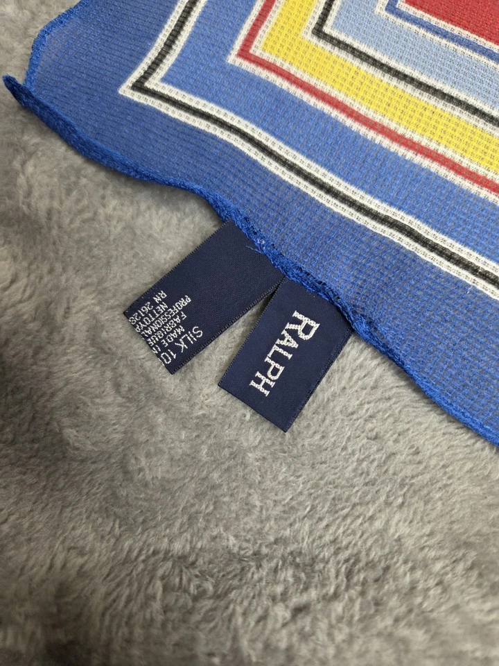 Bufanda cuadrada vintage Ralph Lauren texturizada 16x17 cuadrada de bolsillo hecha en Japón  Foto 2 de 4