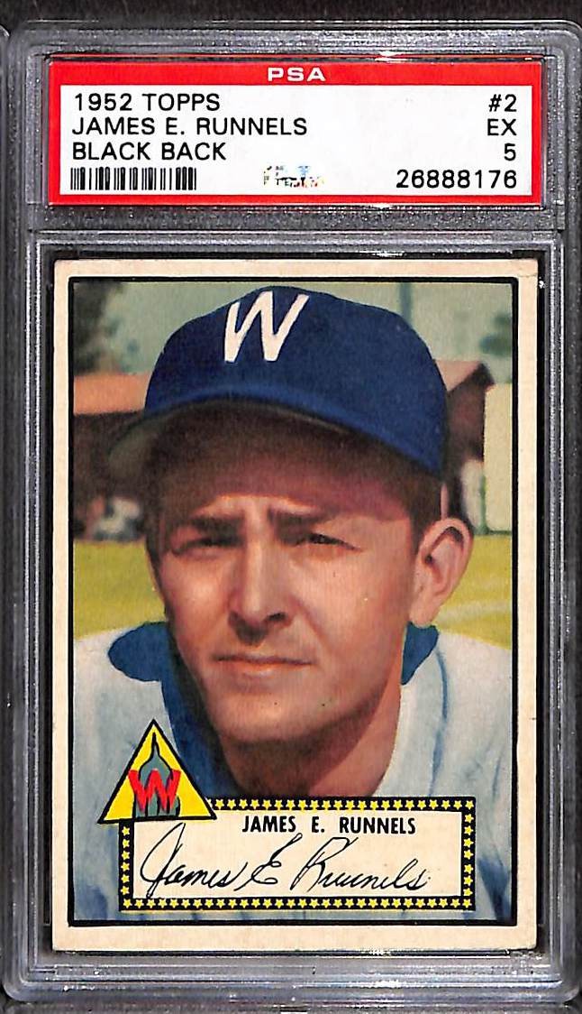 1952 Topps #2b JAMES E. RUNNELS BLACK BACK PSA 5 EX 26888176