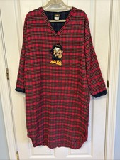 VTG Garfield Red Plaid Sleep Shirt Pajama XL