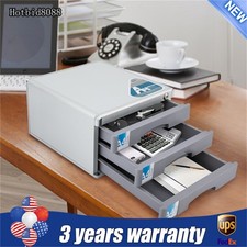 File Box Storage Filing Desk Organizer Locking File Cabinet 3 Drawers for Office