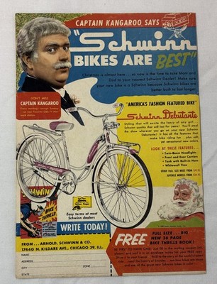 1959 CAPTAIN KANGAROO Schwinn Debutante bicycle ad page