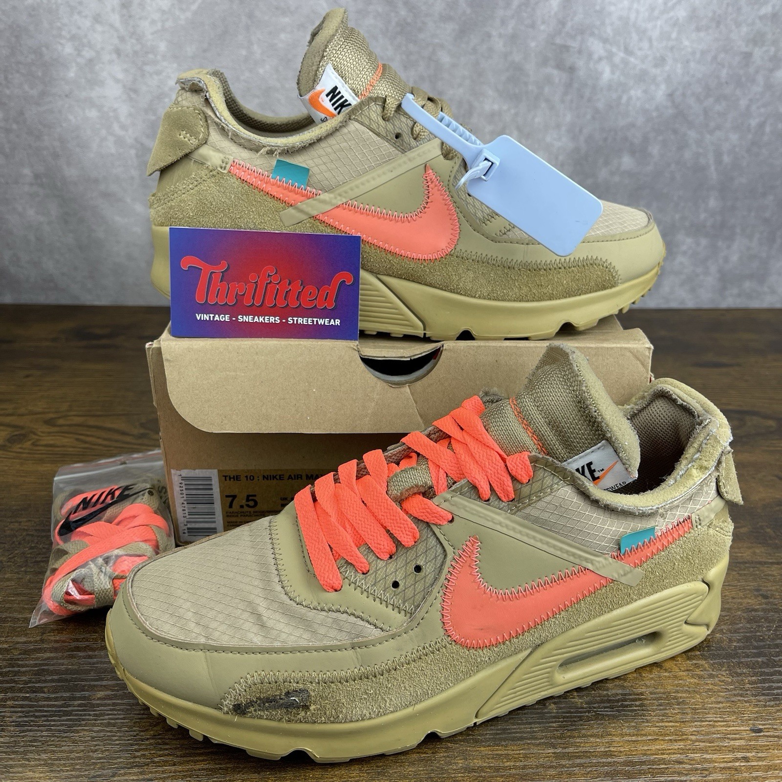 OFF WHITE X NIKE Nike Air Max 90 x OFF WHITE Desert Ore 2019 taglia 7 5 AA7293 200 scarpa uomo beige