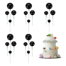 20Pcs Foam Balloons, Cupcake Insert Cake Toppers Cakes Decoration, Black