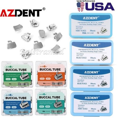 AZDENT Dental Ortho Buccal Tube 1st 2nd Molar Roth/MBT 022 Monoblock/Mesh Base