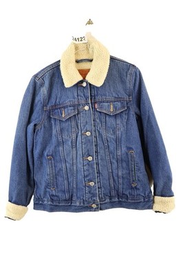 LEVI'S Blue Denim Sherpa Lined Trucker Jacket Gr.S Herren Freizeit 024122