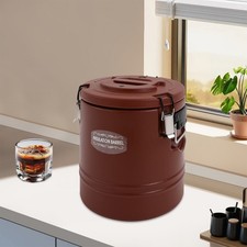 15L Steel Insulated Bucket 3-layer Sealing Food Soup Jar Hot4-6h/Cold6-8h Brown