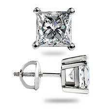 2Ct Princess Cut Moissanite Stud Earrings Scr...