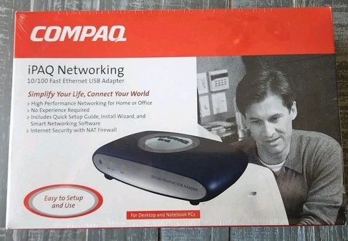 Compaq iPAQ 10/100 Fast Ethernet USB Adapter For Desktop And Notebook PCs NEW