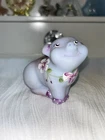 Fenton Blue Burmese Flower Polka Dot Piglet *T.Kelley*