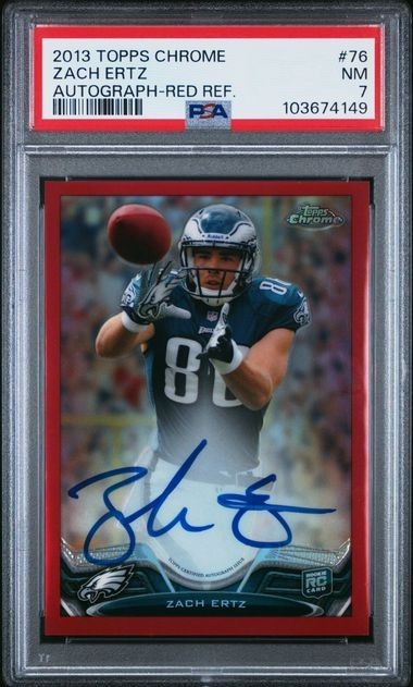 2013 Topps Chrome Zach Ertz #76 Red Refractor Autograph RC #d 5/5
