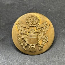 US Military WWII Cap Badge The Great Seal of United Sates Brass Three Part Pin
