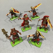 Britains Compatible Deetail 6x ROMAN Soldiers Red (DSG) METAL BASES