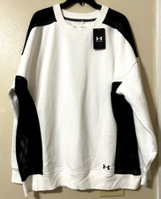 NWT Women Hurley White Long Sleeve Pullover Crew Neck Fleece Sweatshirt Mesh XL