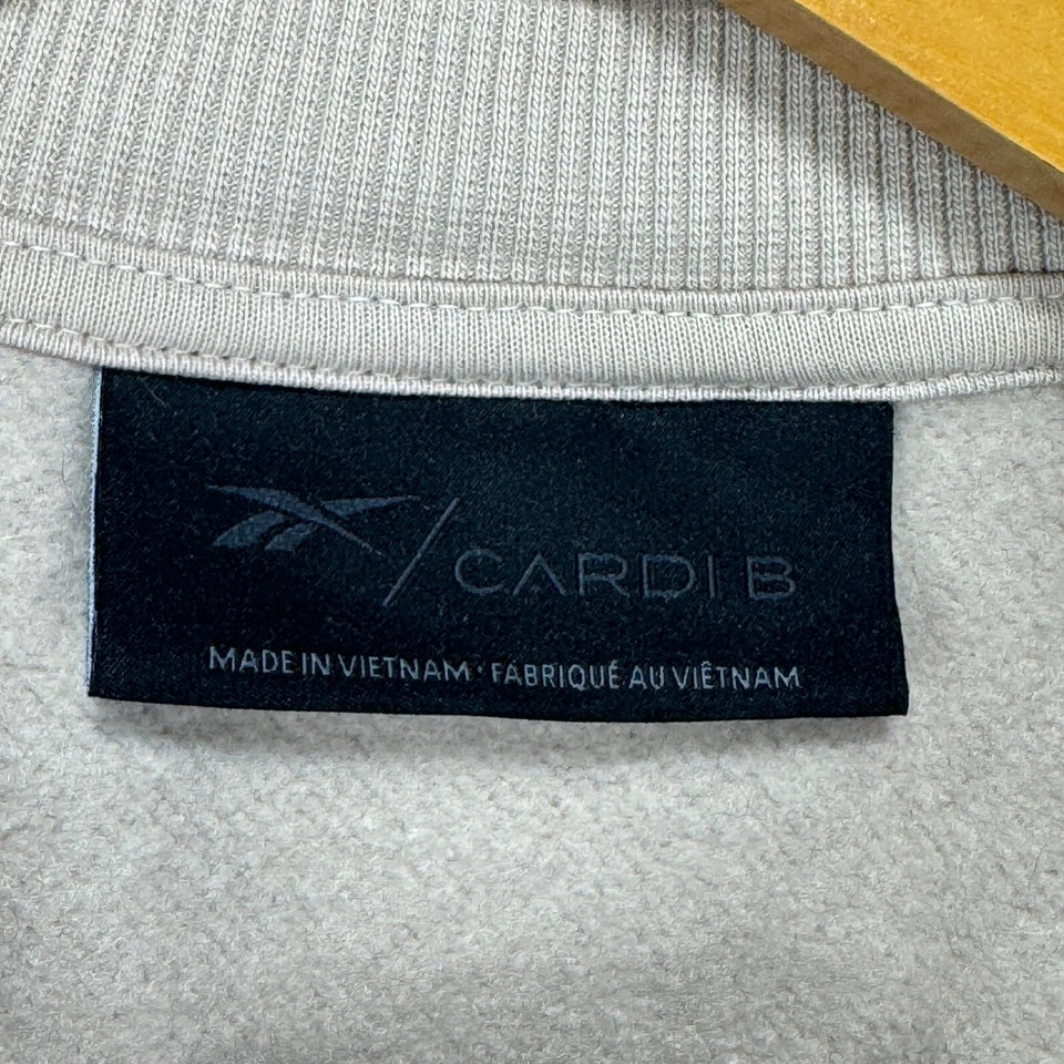 Sudadera corta Reebok X Cardi B Suéter Mujer Grande Beige Gimnasio Atletismo Foto 4 de 4