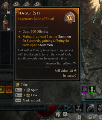  DIABLO 4 - NAGU Rune - Softcore - Seasonal Or Eternal - Vessel of Hatred