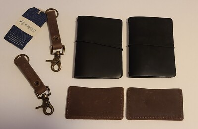 Rustico Leather Lot. Super Loop Keychain (2) Wallet (2) Field Journal (2)