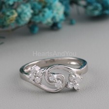 0.5ct Round Cut Moissanite Floral Vine Engagement Ring 14k White Gold Plated