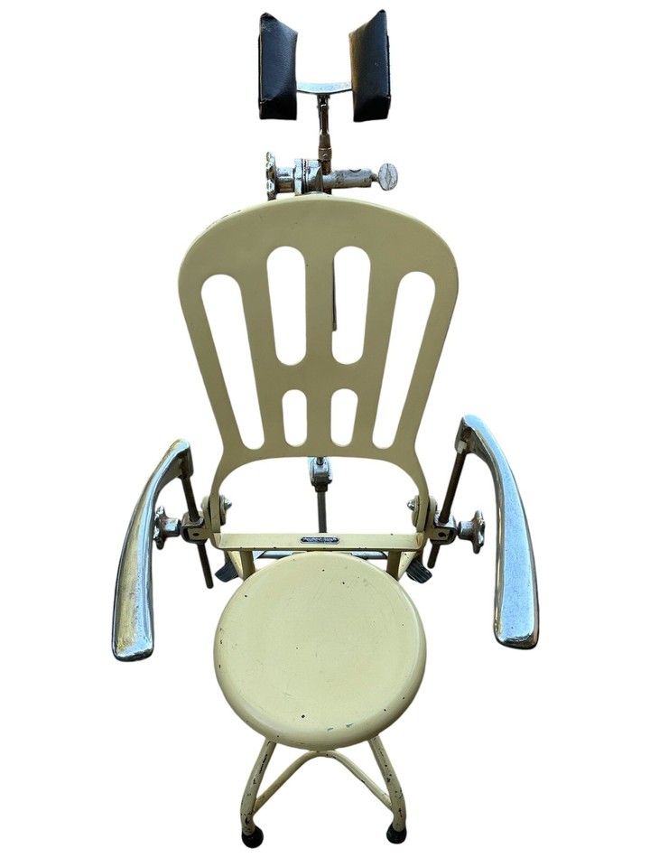 VINTAGE DENTAL DENTIST CHAIR ANTIQUE HOSPITAL METAL eBay