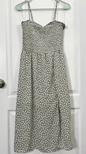 Women's Floral Dress Size XS Green Ruched Sweetheart Spaghetti Straps
