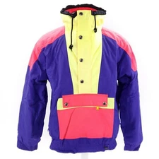 Fera Skiwear Mens Size Medium M/40 Neon Purple Yellow Anorak Jacket Vintage 90s