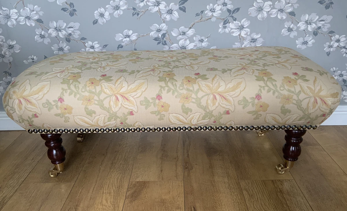 A new footstool in Laura Ashley Woburn Gold fabric