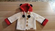 Mantellina, giacca, cardigan - uncinetto - neonato 3-6 mesi - lana merinos 