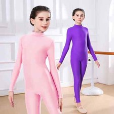Kids Ballet Girls Gymnastics Full Body Long Sleeve Bodysuit Children Wear