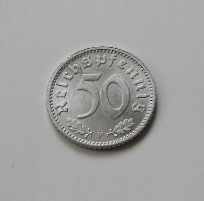 DRITTES REICH: 50 Reichspfennig 1942 F, J. 372, fast stempelglanz - Bild 1 von 2