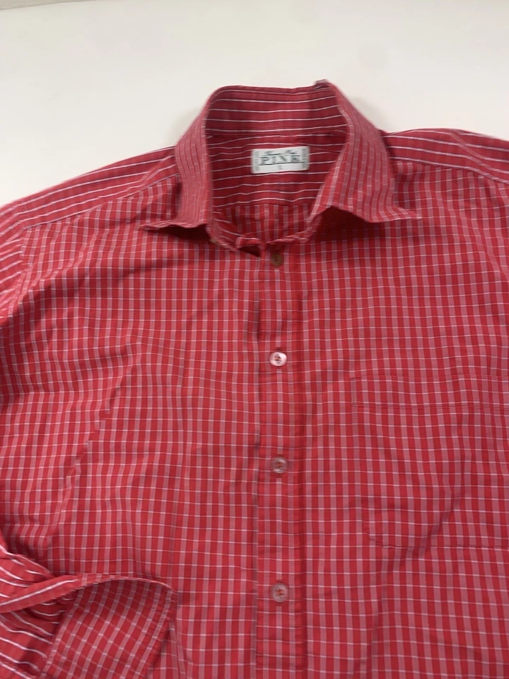 Thomas Pink Shirt Mens Large Red Striped Long Sleeve Casual Button Up - Image 3 of 4