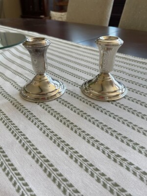 AMC WEIGHTED STERLING SILVER PAIR OF CANDLESTICK HOLDERS #566 | eBay