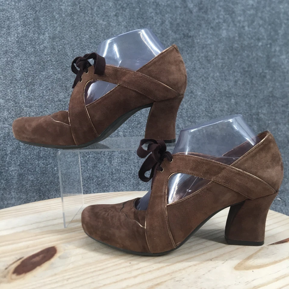 Earthies Zapatos Mujer 8.5 B Sarenza Too Pump Marrón Con Cordones Informales Tacones Bloque Foto 2 de 4