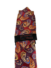 Steven Land Men's Tie and Hanky Red Blue Orange Beige Hi-Density 3.25" Wide