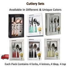 Cutlery Set Sabichi Elkie 16Piece Stainless Steel Plastic Handle Dishwasher Safe