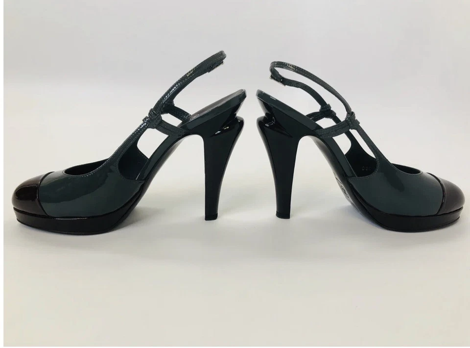 Chanel Zapatos de salón con cordones Gris Charol Sandalia Mujer’s Foto 4 de 4