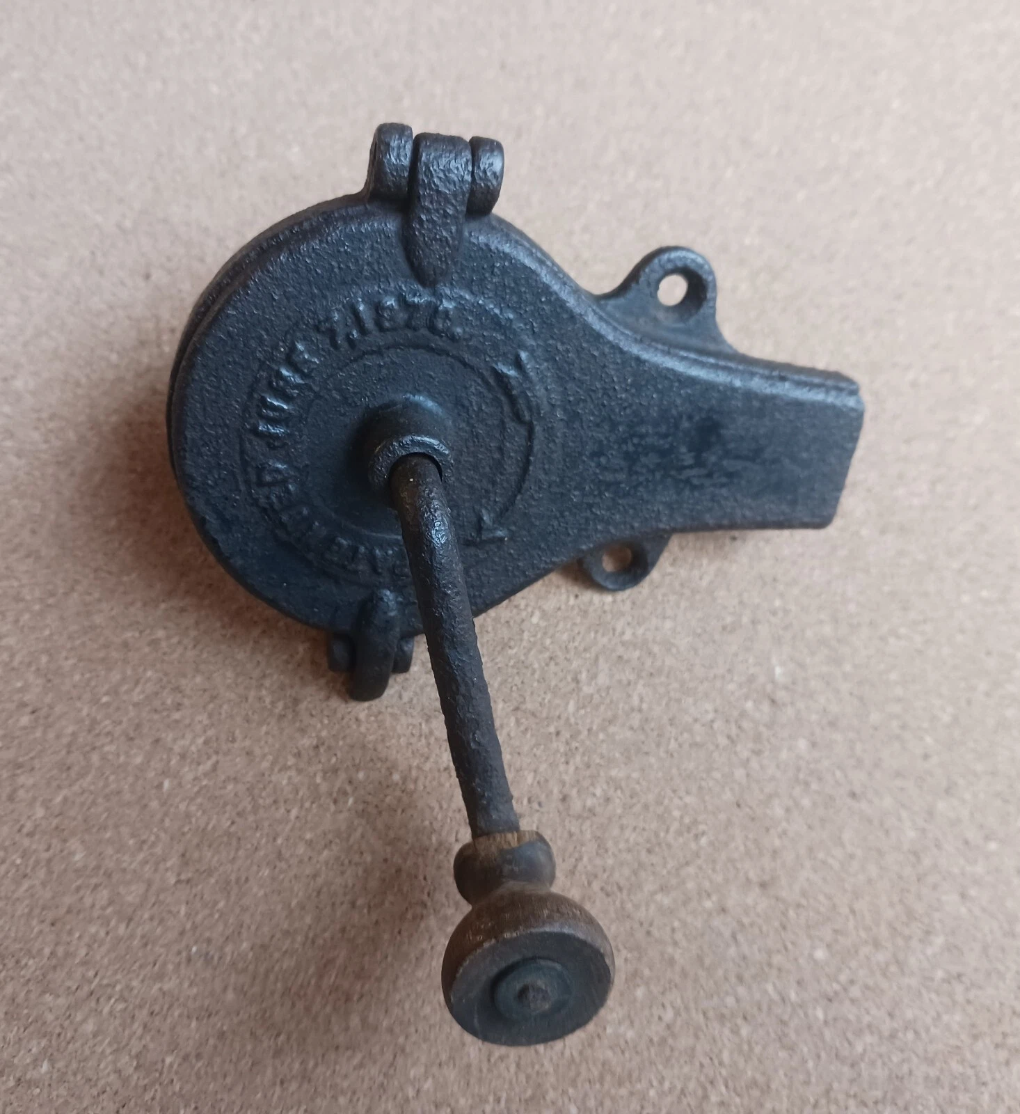 Antique The Bellows Cast Iron Nutmeg Grater Spice Grinder. Pat'd June 7th, 1870.