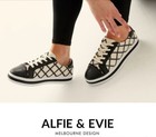 Alfie and Evie Leather Fashion Comfort Sneaker Alfie & Evie Pleat Black Cream
